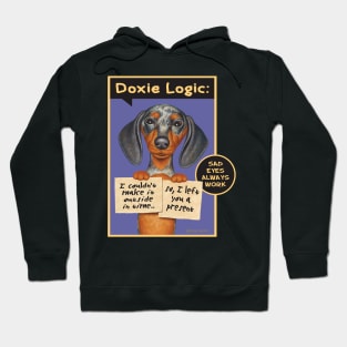 Cute Doxie Dog on Dappled Dachshund Holding Signs tee Hoodie